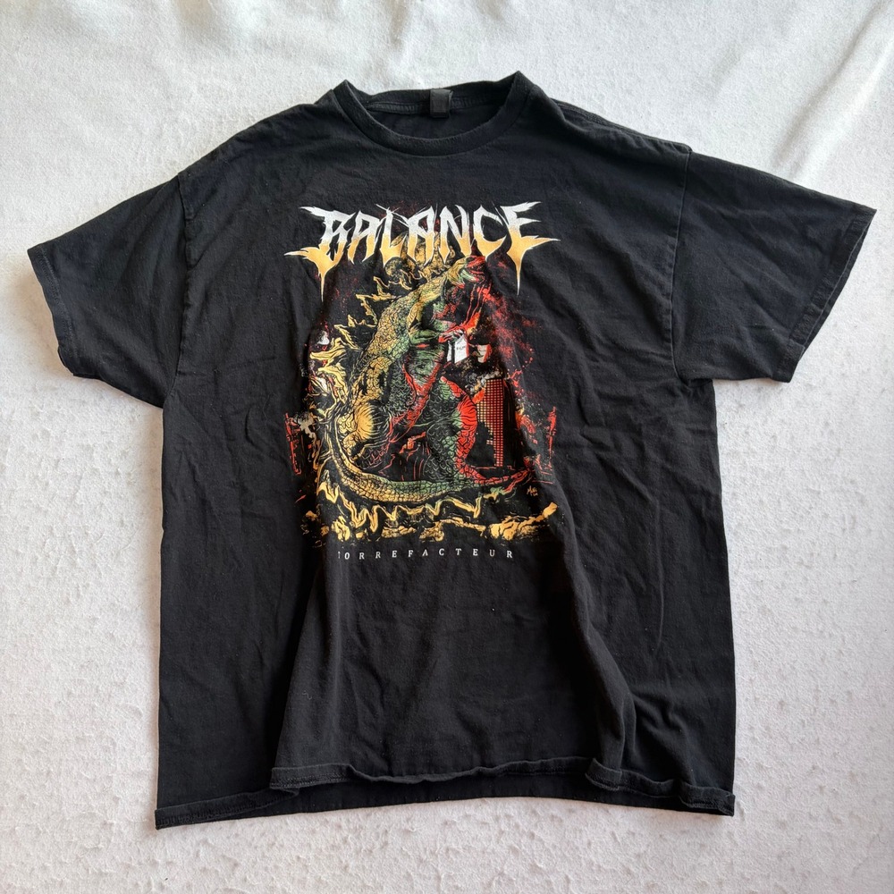 Gildan Balance Torrefacteur Graphic T-Shirt Mens XL Black Short Sleeve Band Tee